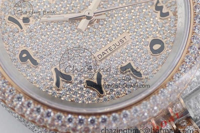 1225 Affordable Datejust 41 SS RG Full Diamonds TWF 1:1 Best Edition Arabic Markers Dial on Jubilee Bracelet A 2385